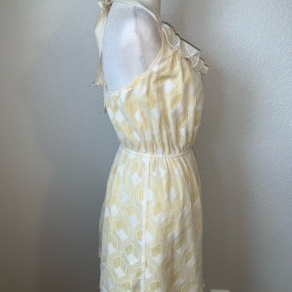 Anthropologie Corey Lynn Calter Yellow Lace Halter Neck Dress Size 2 - Picture 4 of 6